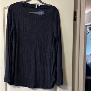Piphany Charcoal Black Ribbed Knit Top size Small Brand New with Tags